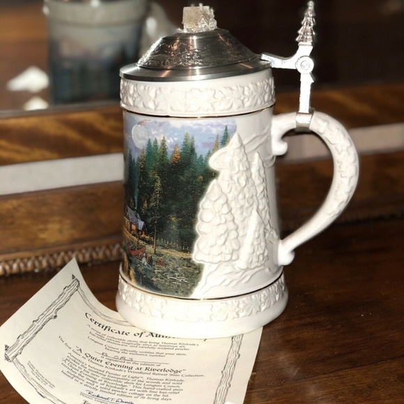 Thomas Kinkade Stein A Quiet Evening At Riverlodge Stein-1996-man’s gift idea - Picture 3 of 7